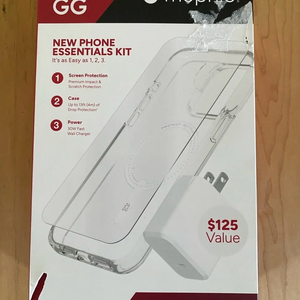 ZAGG mophie New Phone Essentials Kit 360 Screen Protection 30W Wall Charger